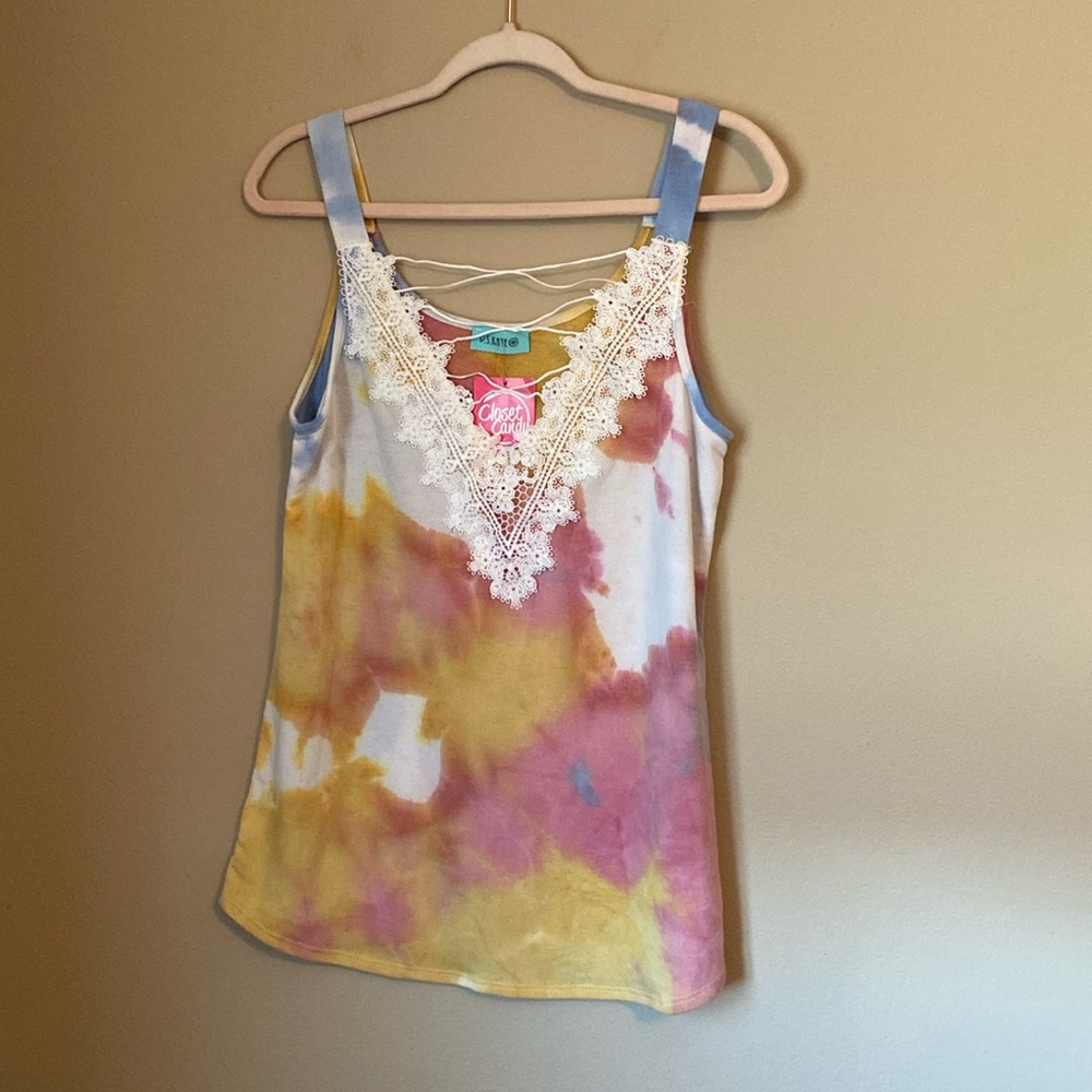 GORGEOUS P.S. Kate Tie Dye Lace Tank 1X
